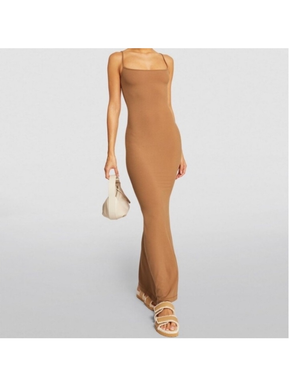 SKIMS Soft Lounge Slip Dress - Camel Foil (Nude Shimmer) Size M Limited Ed